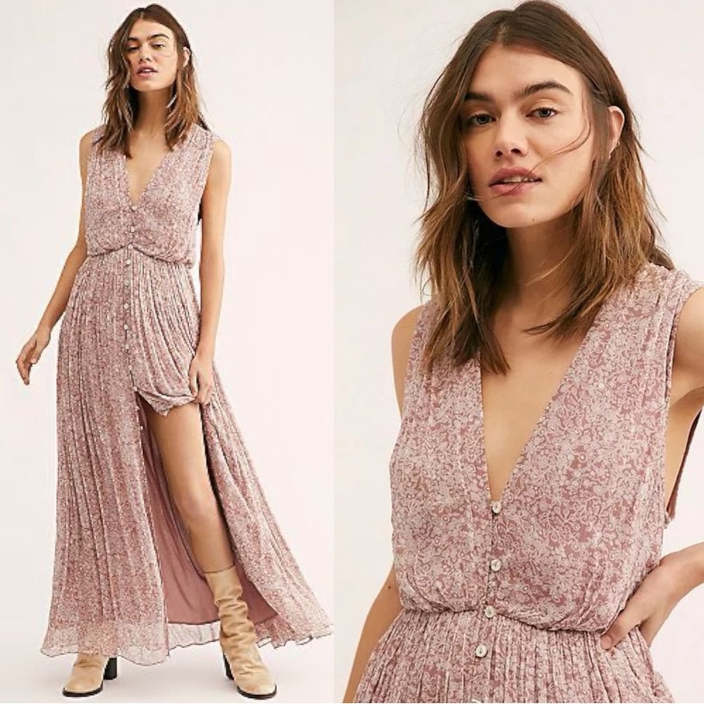 Free People Dusty Rose Floral Maxi Dress
